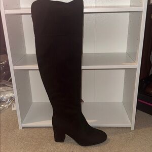 Black Faux Suede Over-the-Knee Boots